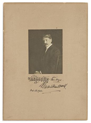 MACDOWELL, EDWARD. Two Photographs, each with an Autograph Musical Quotation Signed and Inscribed, to Ruth Deyo: 4 bars from "In Deep W